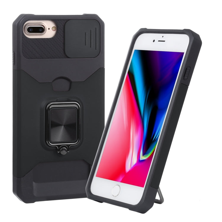 Sliding Camera Cover Design PC + TPU Shockproof Case with Ring Holder & Card Slot, For iPhone SE 2022 / SE 2020 / 8 / 7 / 6s / 6, For iPhone 8 Plus / 7 Plus / 6s Plus / 6 Plus
