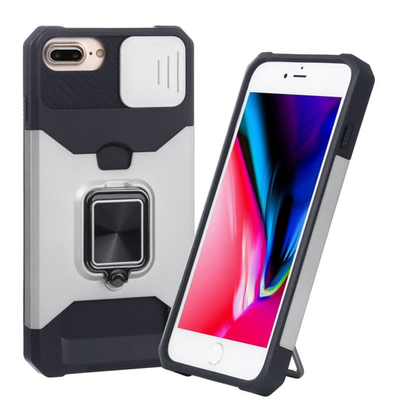Sliding Camera Cover Design PC + TPU Shockproof Case with Ring Holder & Card Slot, For iPhone SE 2022 / SE 2020 / 8 / 7 / 6s / 6, For iPhone 8 Plus / 7 Plus / 6s Plus / 6 Plus