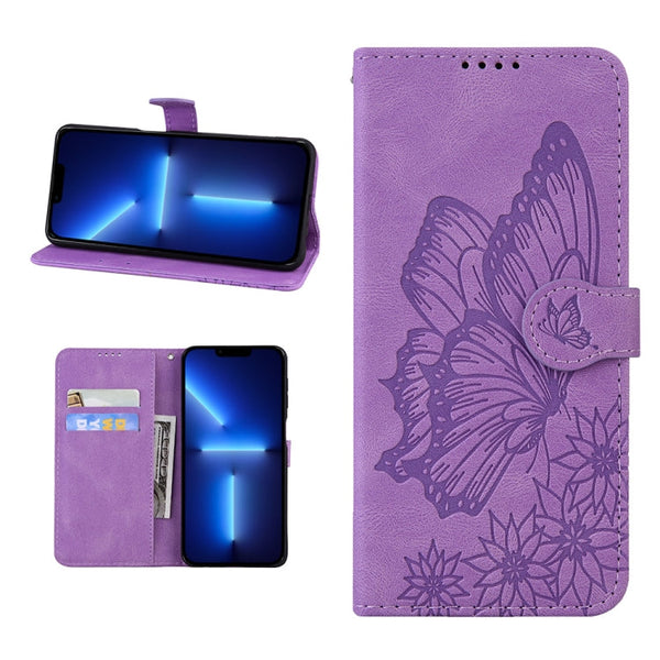 Retro Skin Feel Butterflies Embossing Horizontal Flip Leather Case with Holder & Card Slots & Wallet, For iPhone 13 mini, For iPhone 13, For iPhone 13 Pro, For iPhone 13 Pro Max