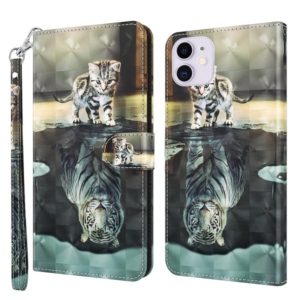 3D Painting Pattern Horizontal Flip TPU + PU Leather Case with Holder & Card Slots & Wallet, For iPhone 13 mini, For iPhone 13
