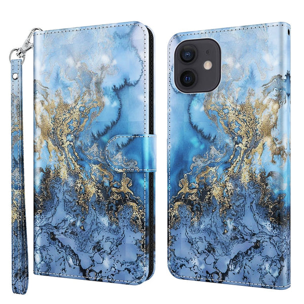 3D Painting Pattern Horizontal Flip TPU + PU Leather Case with Holder & Card Slots & Wallet, For iPhone 13 mini, For iPhone 13