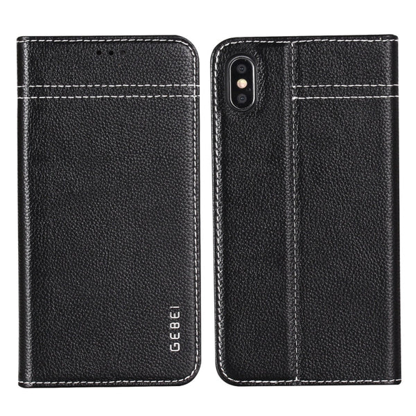 GEBEI Top-grain Leather Horizontal Flip Protective Case with Holder & Card Slots, For iPhone XS Max, For Galaxy Note 10, For Galaxy Note 10+