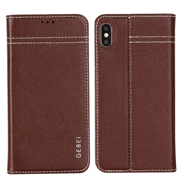 GEBEI Top-grain Leather Horizontal Flip Protective Case with Holder & Card Slots, For iPhone XS Max, For Galaxy Note 10, For Galaxy Note 10+