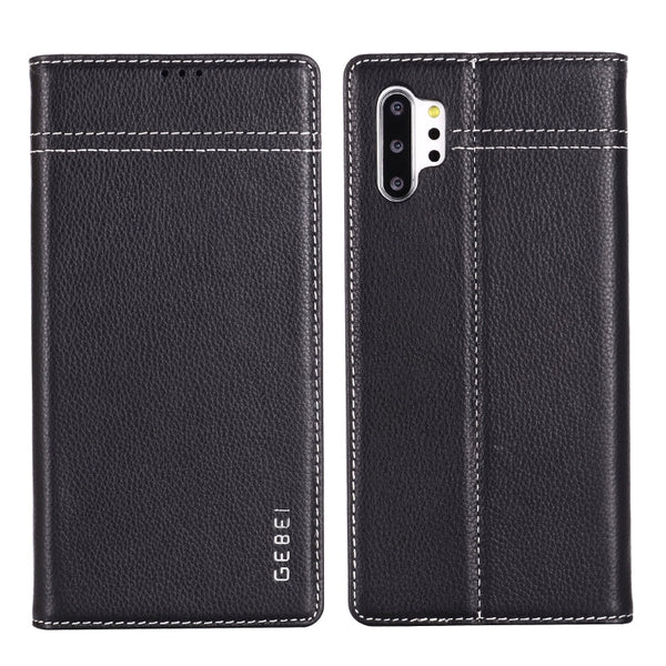 GEBEI Top-grain Leather Horizontal Flip Protective Case with Holder & Card Slots, For iPhone XS Max, For Galaxy Note 10, For Galaxy Note 10+