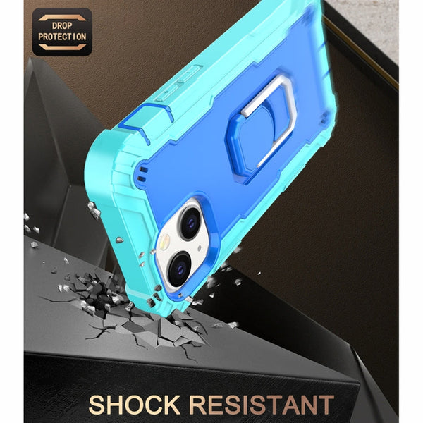 PC + Rubber 3-layers Shockproof Protective Case with Rotating Holder, For iPhone 13 mini, For iPhone 13