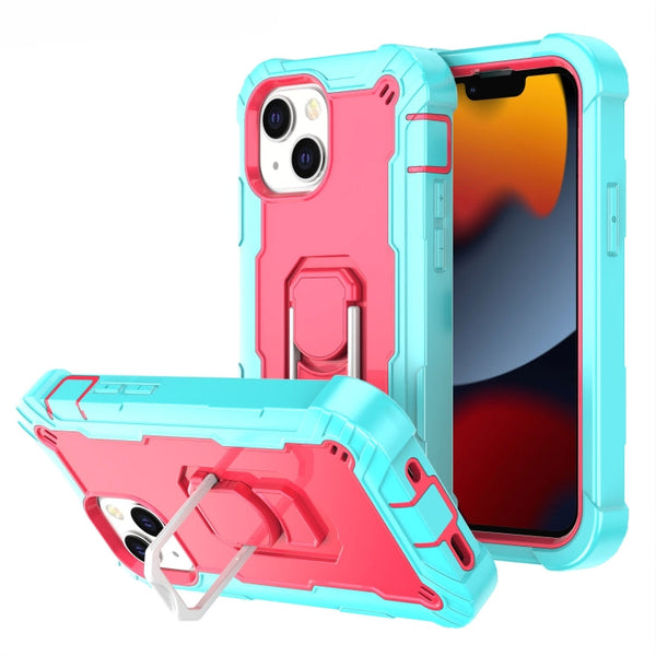 PC + Rubber 3-layers Shockproof Protective Case with Rotating Holder, For iPhone 13 mini, For iPhone 13