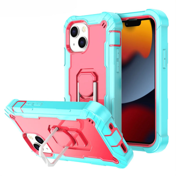 PC + Rubber 3-layers Shockproof Protective Case with Rotating Holder, For iPhone 13 mini, For iPhone 13