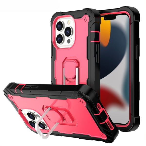 PC + Rubber 3-layers Shockproof Protective Case with Rotating Holder, For iPhone 13 Pro, For iPhone 13 Pro Max
