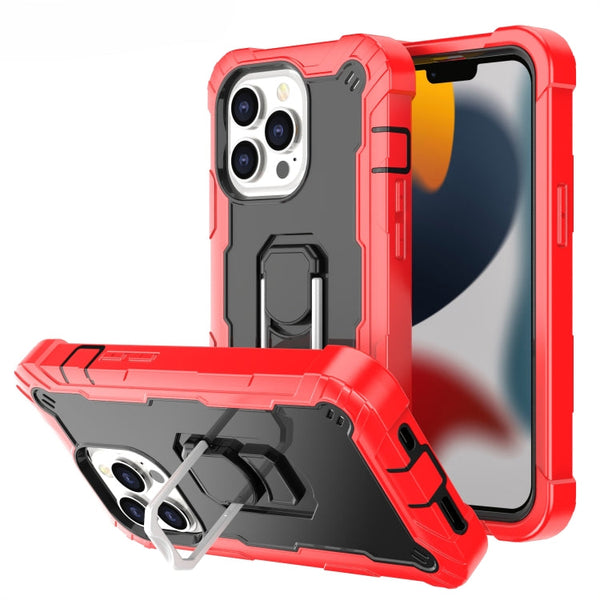 PC + Rubber 3-layers Shockproof Protective Case with Rotating Holder, For iPhone 13 Pro, For iPhone 13 Pro Max
