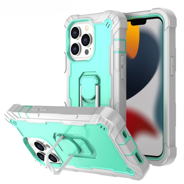 PC + Rubber 3-layers Shockproof Protective Case with Rotating Holder, For iPhone 13 Pro, For iPhone 13 Pro Max