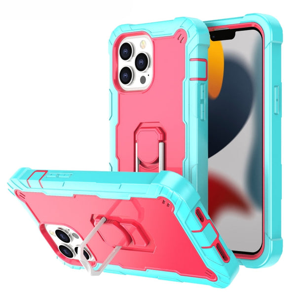 PC + Rubber 3-layers Shockproof Protective Case with Rotating Holder, For iPhone 13 Pro, For iPhone 13 Pro Max