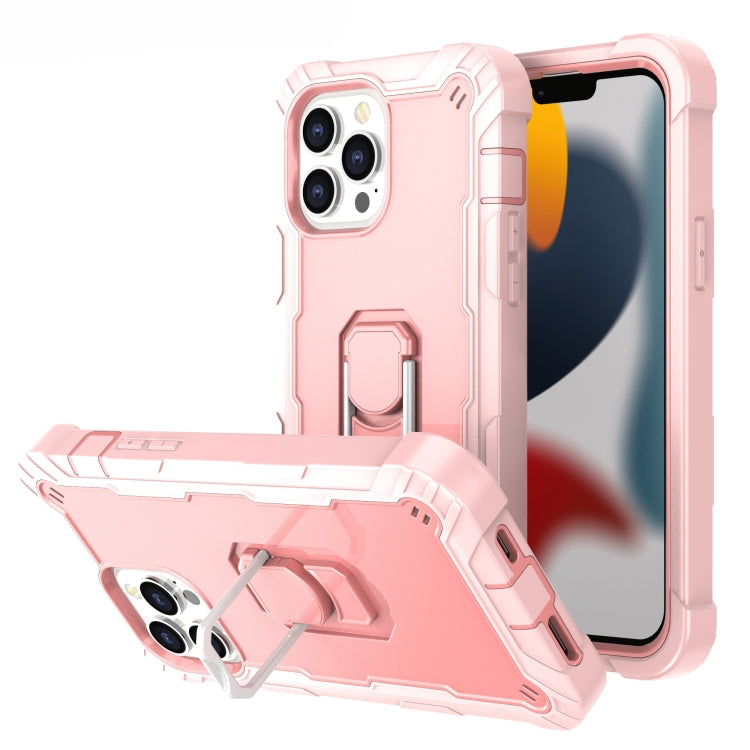 PC + Rubber 3-layers Shockproof Protective Case with Rotating Holder, For iPhone 13 Pro, For iPhone 13 Pro Max