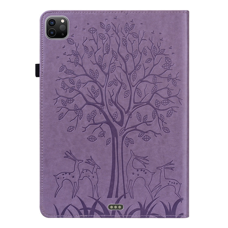 Tree & Deer Pattern Pressed Printing Horizontal Flip PU Leather Case with Holder & Card Slots & Sleep / Wake-up Function, For iPad Air 2020 / Pro 11 2020, For iPad Pro 10.5 2017 / 10.2 2019, For iPad 9.7 2018/2017/Air 2/Air, For iPad mini 5/4/3/2/1