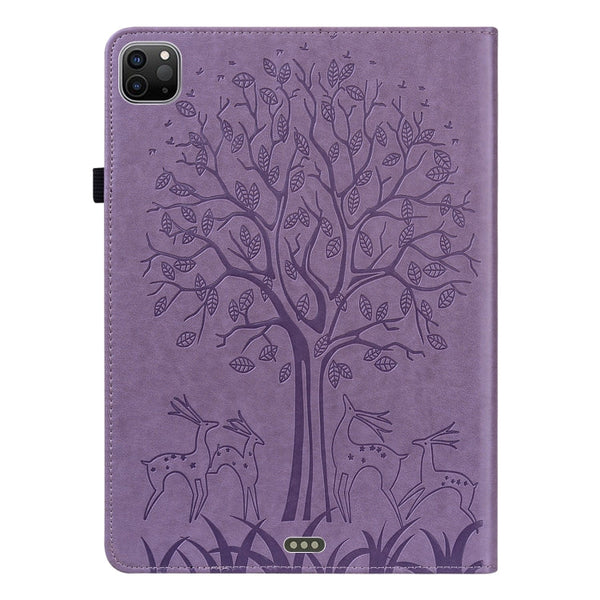 Tree & Deer Pattern Pressed Printing Horizontal Flip PU Leather Case with Holder & Card Slots & Sleep / Wake-up Function, For iPad Air 2020 / Pro 11 2020, For iPad Pro 10.5 2017 / 10.2 2019, For iPad 9.7 2018/2017/Air 2/Air, For iPad mini 5/4/3/2/1