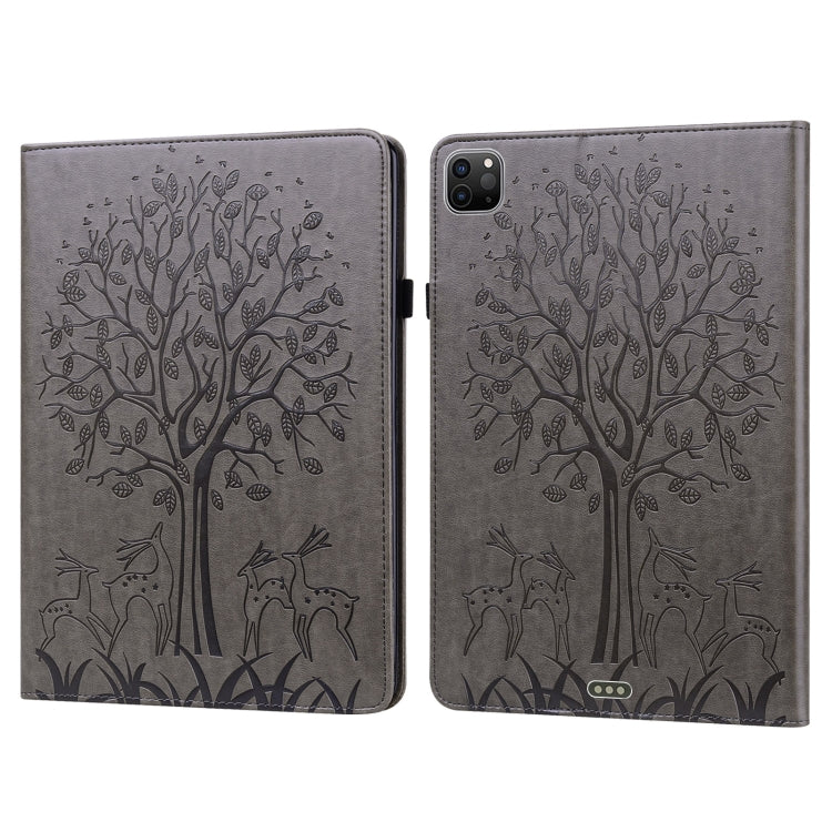 Tree & Deer Pattern Pressed Printing Horizontal Flip PU Leather Case with Holder & Card Slots & Sleep / Wake-up Function, For iPad Air 2020 / Pro 11 2020, For iPad Pro 10.5 2017 / 10.2 2019, For iPad 9.7 2018/2017/Air 2/Air, For iPad mini 5/4/3/2/1