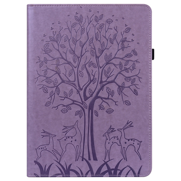 Tree & Deer Pattern Pressed Printing Horizontal Flip PU Leather Case with Holder & Card Slots & Sleep / Wake-up Function, For Samsung Galaxy Tab S6 Lite, For Samsung Galaxy Tab A7 10.4 2020
