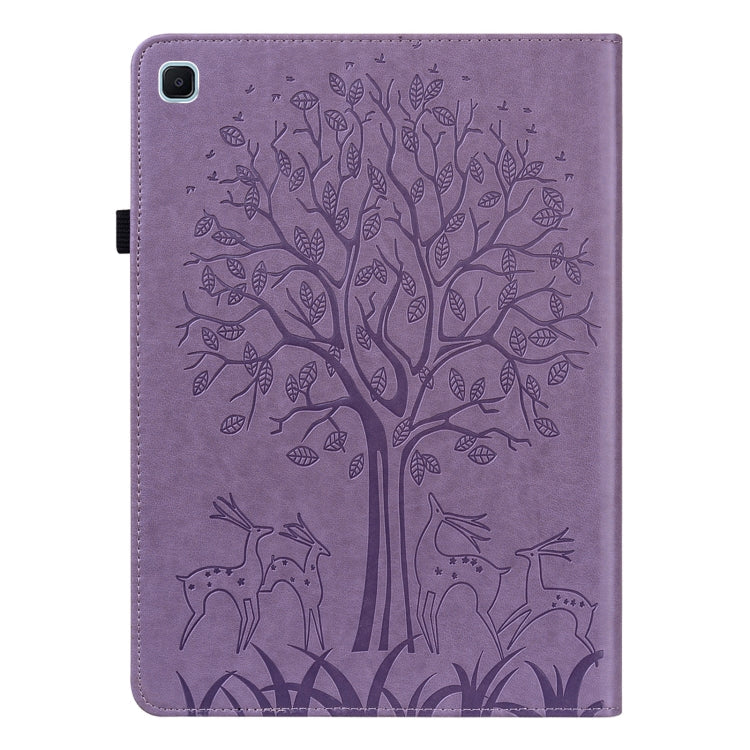 Tree & Deer Pattern Pressed Printing Horizontal Flip PU Leather Case with Holder & Card Slots & Sleep / Wake-up Function, For Samsung Galaxy Tab S6 Lite, For Samsung Galaxy Tab A7 10.4 2020