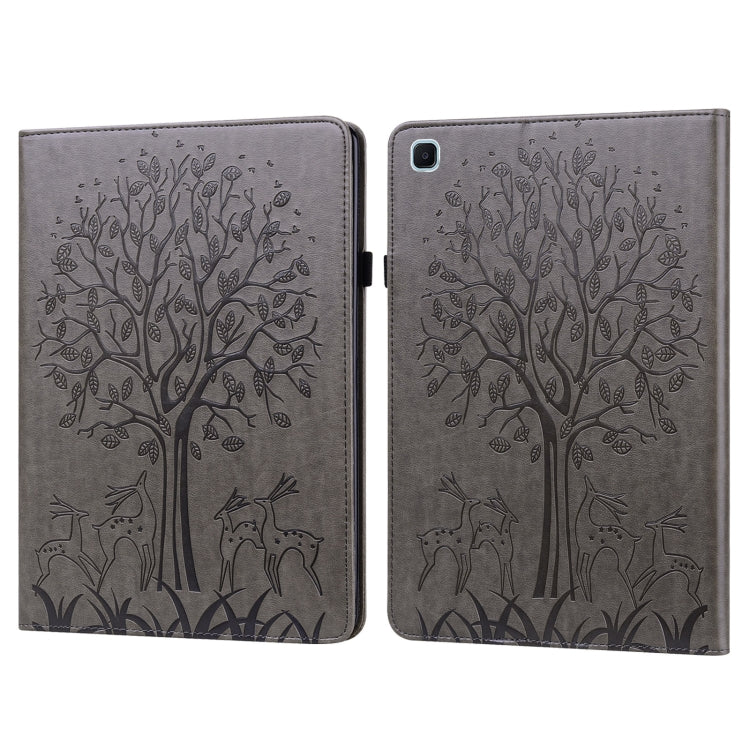Tree & Deer Pattern Pressed Printing Horizontal Flip PU Leather Case with Holder & Card Slots & Sleep / Wake-up Function, For Samsung Galaxy Tab S6 Lite, For Samsung Galaxy Tab A7 10.4 2020