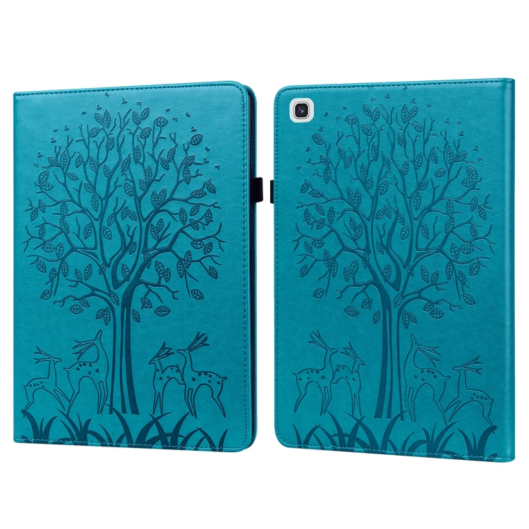 Tree & Deer Pattern Pressed Printing Horizontal Flip PU Leather Case with Holder & Card Slots & Sleep / Wake-up Function, For Samsung Galaxy Tab S6 Lite, For Samsung Galaxy Tab A7 10.4 2020