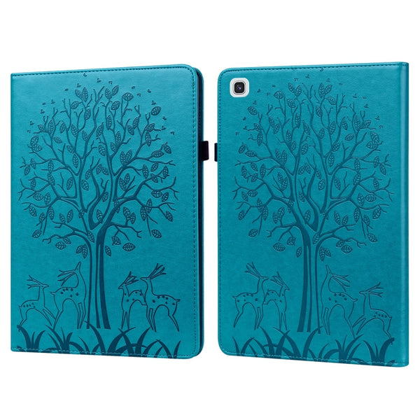 Tree & Deer Pattern Pressed Printing Horizontal Flip PU Leather Case with Holder & Card Slots & Sleep / Wake-up Function, For Samsung Galaxy Tab S6 Lite, For Samsung Galaxy Tab A7 10.4 2020