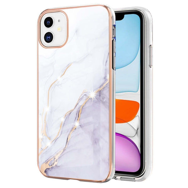 Electroplating Marble Pattern Dual-side IMD TPU Shockproof Case, For iPhone 12 / 12 Pro, For iPhone 12 Pro Max, For iPhone 11, For iPhone 11 Pro Max
