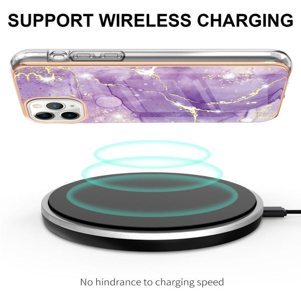 Electroplating Marble Pattern Dual-side IMD TPU Shockproof Case, For iPhone 11 Pro