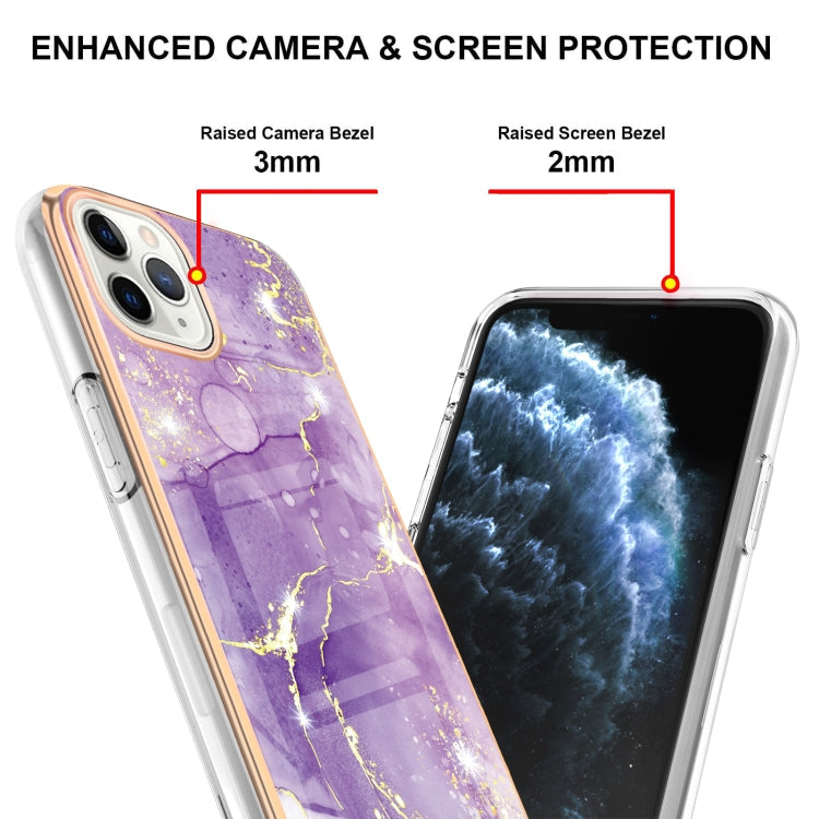 Electroplating Marble Pattern Dual-side IMD TPU Shockproof Case, For iPhone 11 Pro