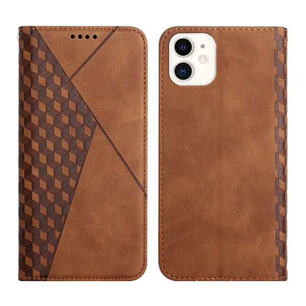 Diamond Pattern Splicing Skin Feel Magnetic Horizontal Flip Leather Case with Card Slots & Holder & Wallet, For iPhone 12 mini, For iPhone 12 / 12 Pro, For iPhone 12 Pro Max, For iPhone 11
