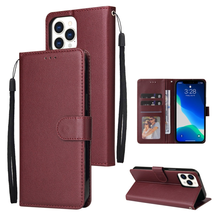 Multifunctional Horizontal Flip Leather Case, with Three Card Slot & Holder & Double Zip Wallett & Photo Frame & Lanyard, For iPhone 13 mini, For iPhone 13, For iPhone 13 Pro