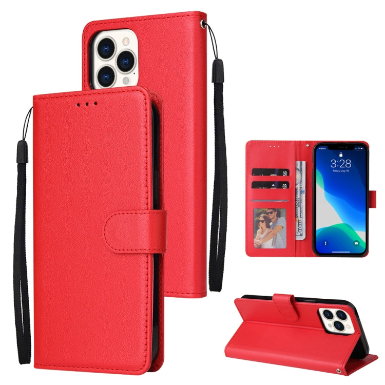 Multifunctional Horizontal Flip Leather Case, with Three Card Slot & Holder & Double Zip Wallett & Photo Frame & Lanyard, For iPhone 13 mini, For iPhone 13, For iPhone 13 Pro