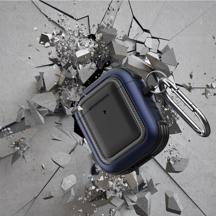 Wireless Earphones Shockproof TPU + PC Protective Case with Carabiner, For AirPods 1 / 2