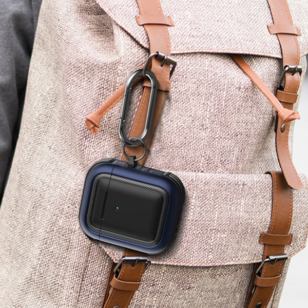 Wireless Earphones Shockproof TPU + PC Protective Case with Carabiner, For AirPods 1 / 2