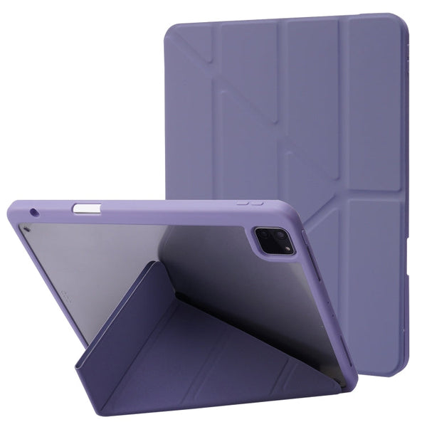 Deformation Transparent Acrylic Horizontal Flip PU Leather Case with Multi-folding Holder & Sleep / Wake-up Function & Pen Slot, For iPad Air 2022 / 2020 10.9, For iPad Pro 11.0 2021 / 2020 / 2018, For iPad 9.7 2017 / 2018 / Pro 9.7��������������������...