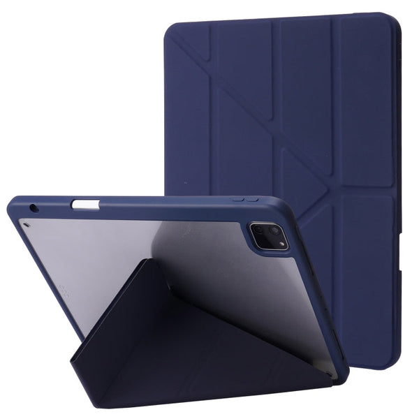 Deformation Transparent Acrylic Horizontal Flip PU Leather Case with Multi-folding Holder & Sleep / Wake-up Function & Pen Slot, For iPad Air 2022 / 2020 10.9, For iPad Pro 11.0 2021 / 2020 / 2018, For iPad 9.7 2017 / 2018 / Pro 9.7��������������������...