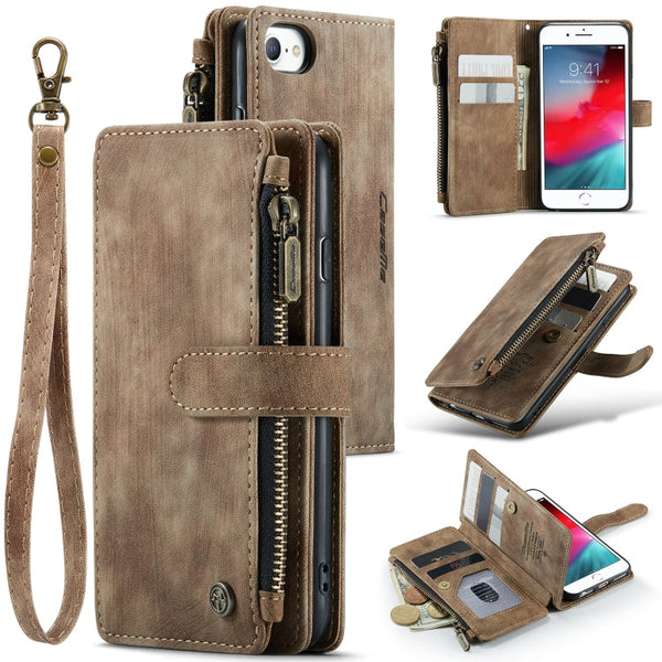 CaseMe-C30 PU + TPU Multifunctional Horizontal Flip Leather Case with Holder & Card Slot & Wallet & Zipper Pocket