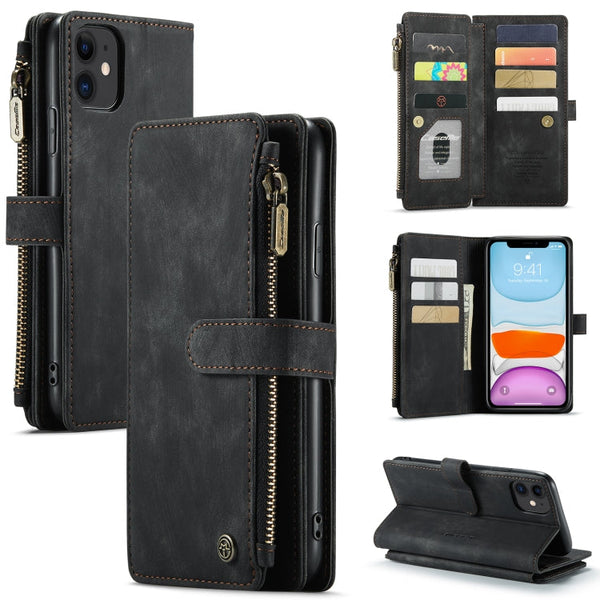 CaseMe-C30 PU + TPU Multifunctional Horizontal Flip Leather Case with Holder & Card Slot & Wallet & Zipper Pocket