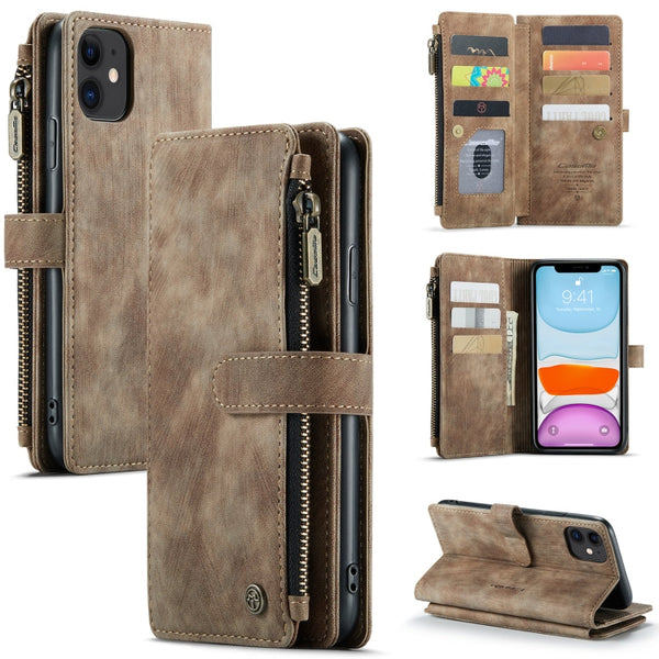 CaseMe-C30 PU + TPU Multifunctional Horizontal Flip Leather Case with Holder & Card Slot & Wallet & Zipper Pocket