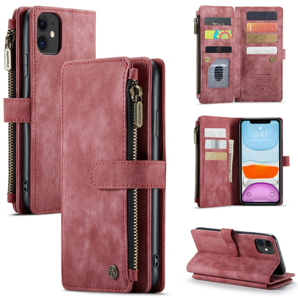 CaseMe-C30 PU + TPU Multifunctional Horizontal Flip Leather Case with Holder & Card Slot & Wallet & Zipper Pocket