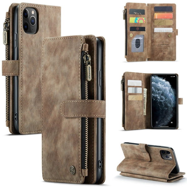 CaseMe-C30 PU + TPU Multifunctional Horizontal Flip Leather Case with Holder & Card Slot & Wallet & Zipper Pocket