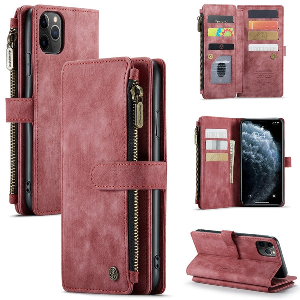 CaseMe-C30 PU + TPU Multifunctional Horizontal Flip Leather Case with Holder & Card Slot & Wallet & Zipper Pocket