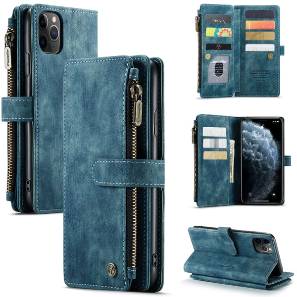 CaseMe-C30 PU + TPU Multifunctional Horizontal Flip Leather Case with Holder & Card Slot & Wallet & Zipper Pocket