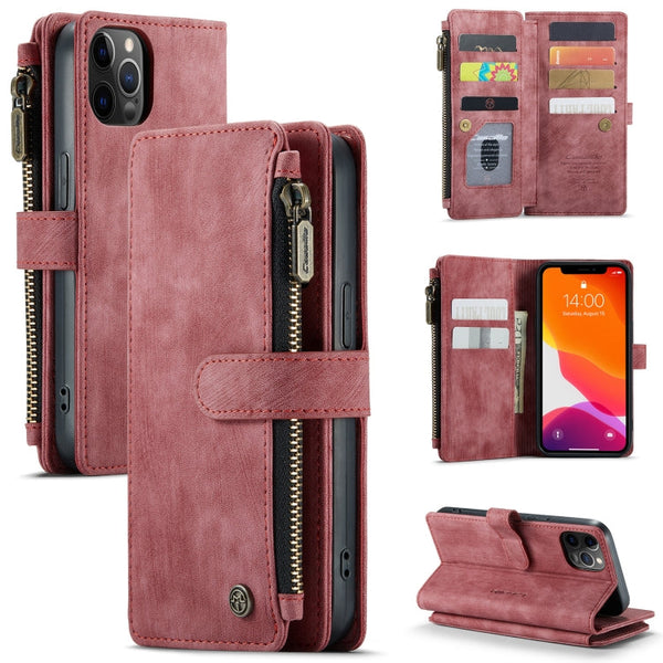 CaseMe-C30 PU + TPU Multifunctional Horizontal Flip Leather Case with Holder & Card Slot & Wallet & Zipper Pocket