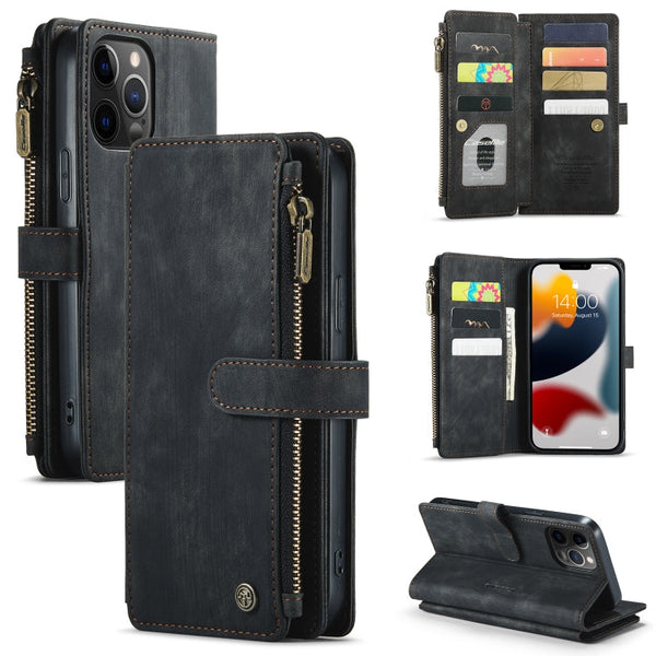 CaseMe-C30 PU + TPU Multifunctional Horizontal Flip Leather Case with Holder & Card Slot & Wallet & Zipper Pocket
