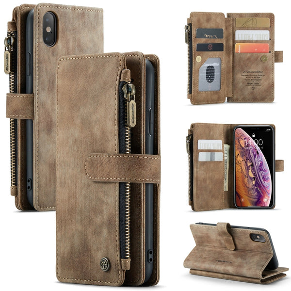 CaseMe-C30 PU + TPU Multifunctional Horizontal Flip Leather Case with Holder & Card Slot & Wallet & Zipper Pocket