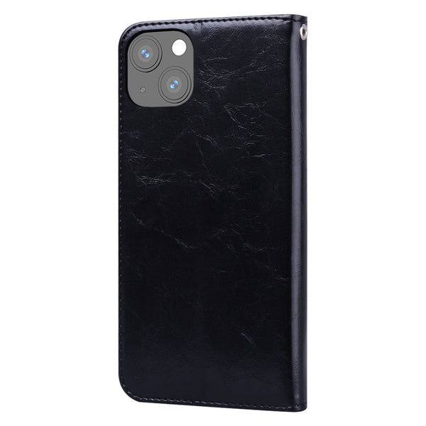 Business Style Oil Wax Texture Horizontal Flip Leather Case with Holder & Card Slots & Wallet