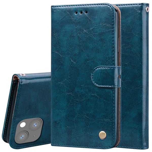 Business Style Oil Wax Texture Horizontal Flip Leather Case with Holder & Card Slots & Wallet