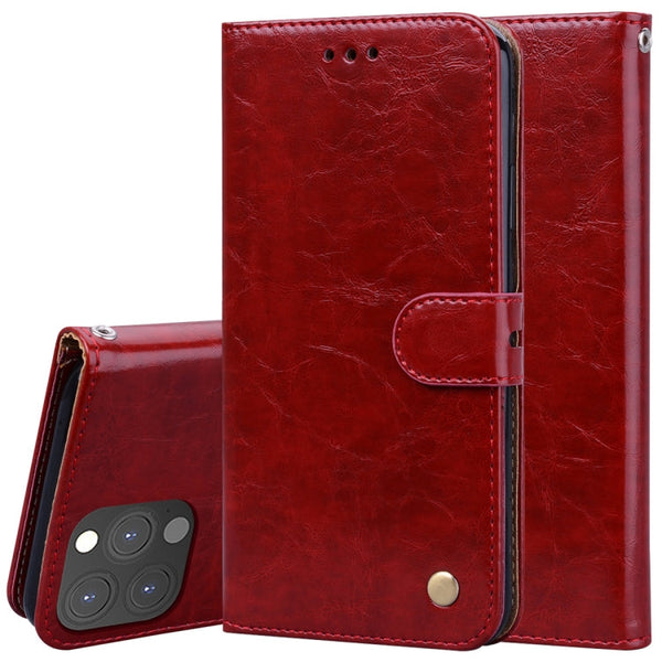 Business Style Oil Wax Texture Horizontal Flip Leather Case with Holder & Card Slots & Wallet