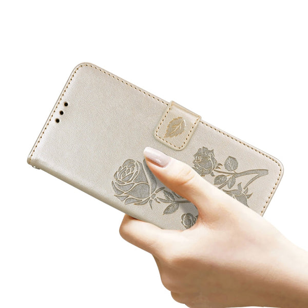 Rose Embossed Horizontal Flip PU Leather Case with Holder & Card Slots & Wallet