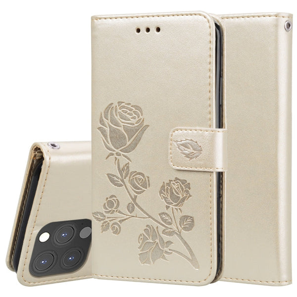 Rose Embossed Horizontal Flip PU Leather Case with Holder & Card Slots & Wallet