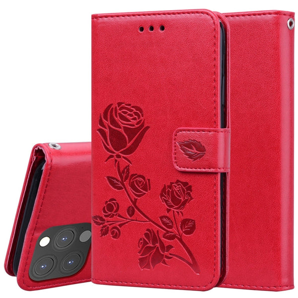 Rose Embossed Horizontal Flip PU Leather Case with Holder & Card Slots & Wallet